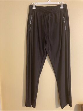 Women's Black Track Pants with Drawstring Waist and Side Pockets